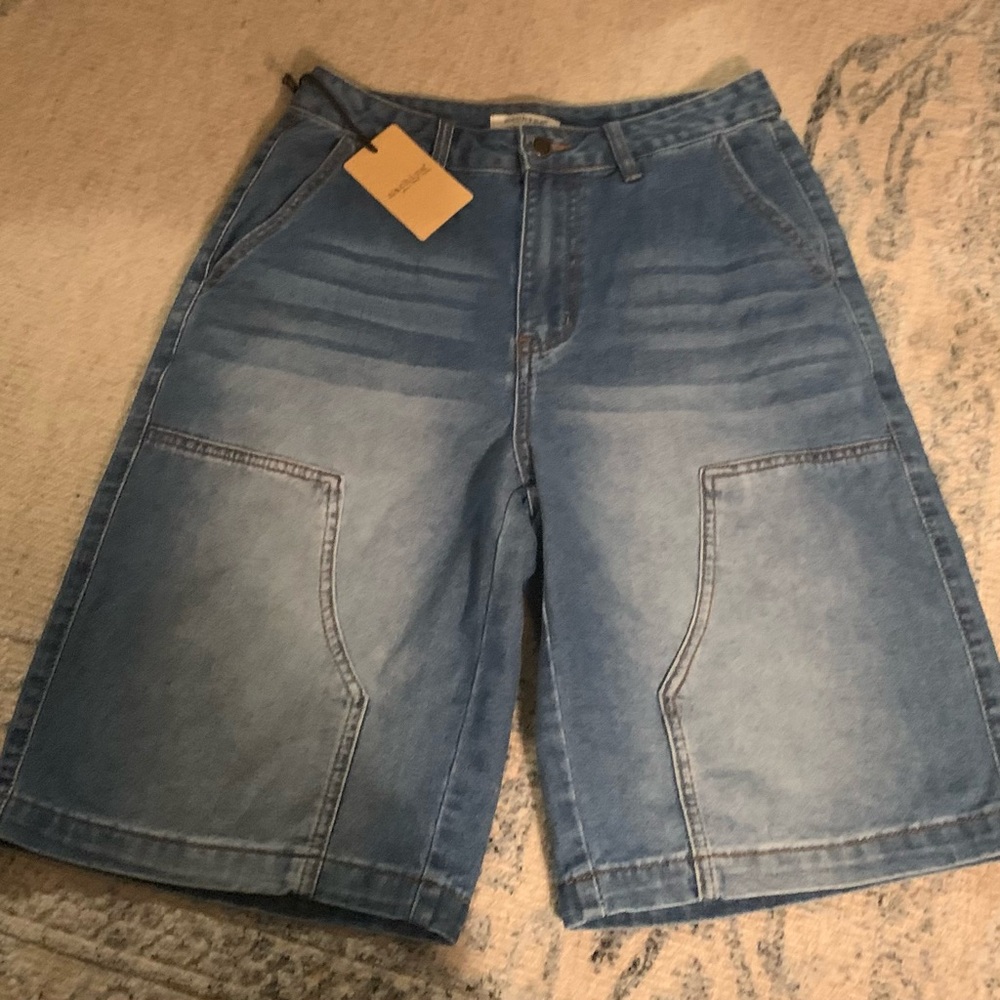 Y2K Machine Pour Neuf Mode Double Knee Jean Shorts Size Medium